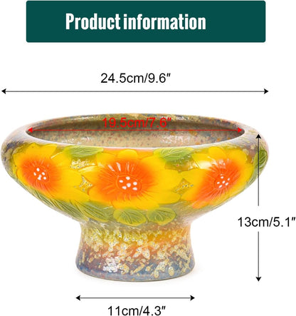 Sungmor 9.6 Inch Large Succulent Plant Pots, Pretty Hand Painted Ceramic Planter with Drainage, Indoor Outdoor Cactus Planter Bonsai Pot, Flower Pot for Indoor Plants Garden Windowsill Desktop Decor