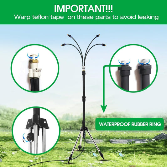 Standing Misters for Outside Outdoor Patio, 3 Adjustable Height,26.2FT Stand Misting System for Cooling Outdoor, Portable Stand Mister for Water Mist Playing, Patio Cooling, Backyard, Porch