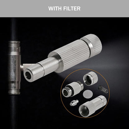 20pcs Brass Mister Nozzles, 6mm Misting Nozzles for Outdoor Cooling System, Landscaping, Air Humidification, Greenhouse Irrigation (with Filter, 0.012"/0.3mm Orifice)