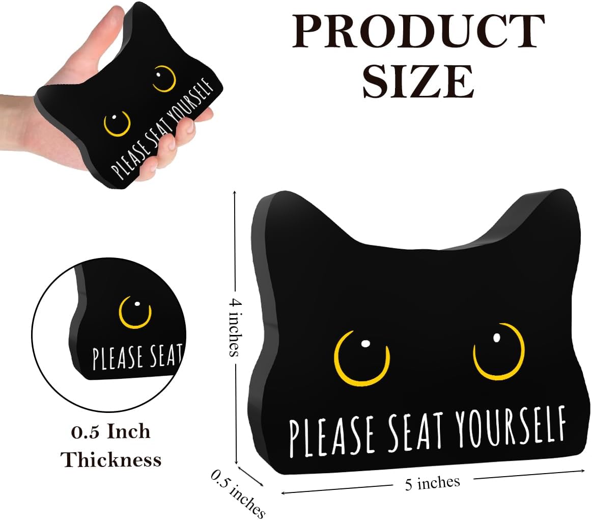 Please Seat Yourself Funny Bathroom Acrylic Decor Sign Black Cat Decor Cat Decor for Home Bathroom Cat Lover Gifts For Women Men