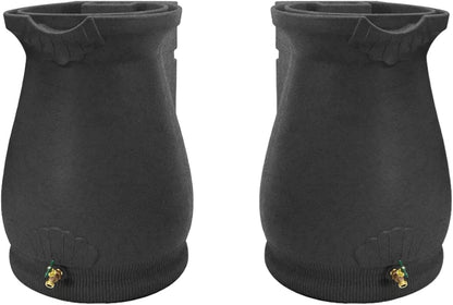 65-Gallon Urn Rain Wizard Decorative Barrel (Dark Granite, 2 Pack)