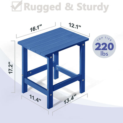 PASAMIC Adirondack Square Side Table, HDPE Outdoor Side Tables, Weather Resistant End Table for Patio, Backyard, Pool, Indoor Companion, Beach, Easy Maintenance (Navy Blue)