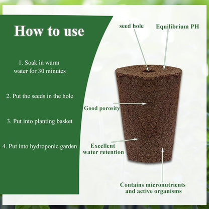 40 Pcs Hydroponic Seeds Grow Sponges Pods Kit,Indoor Hydroponics Growing System Root Plant Basket,Hydroponic Pods Cups Pot and Grow Sponges for Garden Indoor Herb Hydroponic Growing System