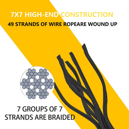 Black 325FT 1/8" T316 Stainless Steel Cable with Cutter, 7x7 Strands Aircraft Wire Rope for Deck Railing, Stair Handrail, Porch Fence, High Strength for Indoor and Outdoor Use