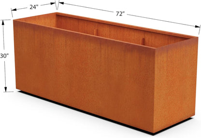 Large Rectangular Planters for Outdoor Plants - 72x24x30 Inch Corten Steel Planter, Extra Large Metal Planter Box for Patios, Decks & Privacy Screens, Arrives Fully Assembled