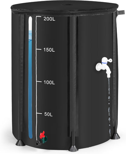 Collapsible Rain Barrel, Portable Rain Water Collection System Kit, 53 Gallon – Foldable Water Tank & Storage Reservoir with Spigot for Garden, Lawn, & Emergency Use