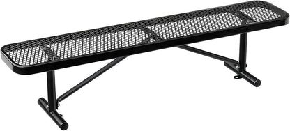 Heavy-Duty Park Bench or Table for Outside - Black Coated Outdoor Furniture Steel Bench, Commercial-Grade Outdoor Benches Weatherproof for Park, Patio, Porch (Black, 6FT (Without Backrest))
