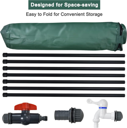 Happygrill 100 Gallon Collapsible Rain Barrel, PVC Rain Water Collection Barrel with Spigot Water Storage Container & Top Mesh, Portable Rain Barrels to Collect Rainwater from Gutter for Garden Lawn