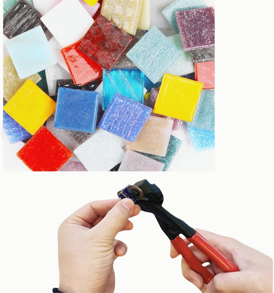 3/4 inch Quartz Glass Mosaic Tiles for Crafts, 1.1 LB, Square Mosaic Pieces for DIY Picture, Home Mosaic Decoration (Sky Blue)