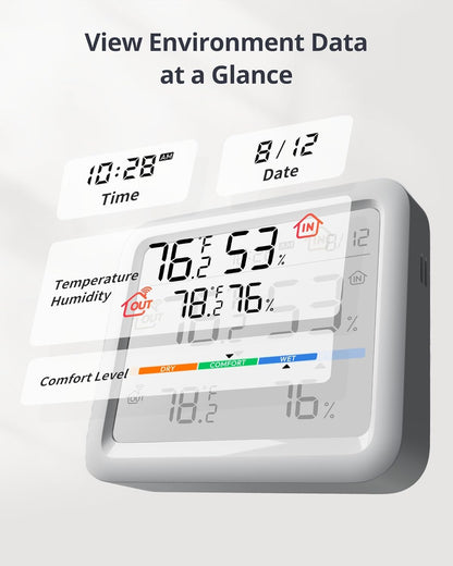 SwitchBot Meter Pro, Digital Hygrometer & Thermometer - Wireless Indoor Temperature & Humidity Monitor with Bluetooth App Control, Real-Time Alerts (1, Meter Pro+Outdoor Meter)