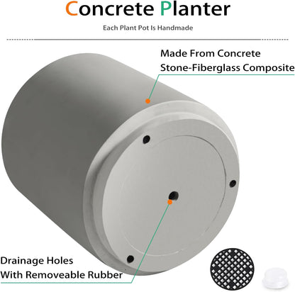 Round Concrete Planter Outdoor Indoor, Large Cement Plant Pots for Flowers (Gay, 12 inch)