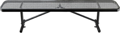 Thermoplastic Coated Iron Park Bench for Outside, Heavy Duty Metal Garden Bench, Expanded Commercial Grade Seating for Shopping Malls, Lawn Yard Porch Entryway (Black without Backrest, 96IN)