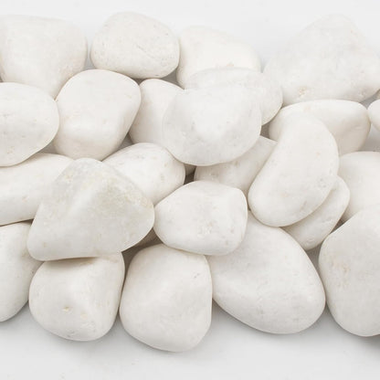 20 lbs White Polished Decorative Stones, 2-3 Inch Polished Rocks, Ideal for Garden Landscaping, Potted Plants, Pathways, Vase Fillers, and Aquarium Decoration(Pure White, Weight: 20 LB)