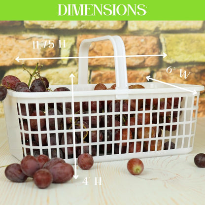 6 Pack – 4 Quart/Half Peck White Plastic Garden Basket for Gathering Vegetables and Fruits – Harvest Apples, Berries, Peaches or Tomatoes