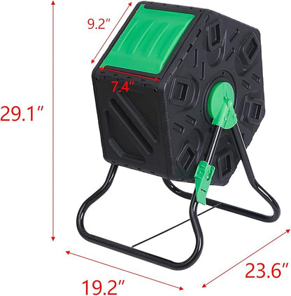 F2C 18.5 Gallon Compost Tumbler Compost Bin All-Season Outdoor BPA Free Single Rotating Chamber Composters w/ 2 Sliding Doors and Solid Steel Frame