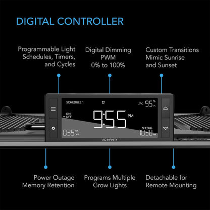AC Infinity IONGRID T24, LED Grow Light with Samsung LM301H Diodes, Full Spectrum Deeper Penetration Halo Coverage, Digital Dimming Controller, for Veg Bloom Indoor Plants in Grow Tents Greenhouses