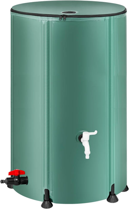 Collapsible Rain Barrel Water Storage Containers-100 Gallon Portable Rainwater Collect System Water Tank to Collect Rainwater from Gutter Downspout Water Catcher with Spigots,Filter＆Overflow Kits