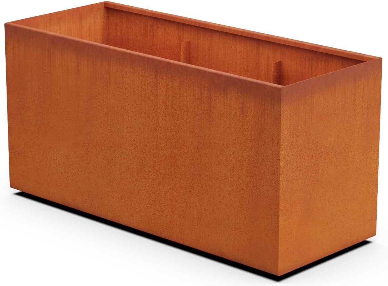 Large Rectangular Planters for Outdoor Plants 60x24x30 Inch | Extra Large Corten Steel Planters - Heavy Duty Metal Planter Box for Privacy Screen | Fully Welded & Assembled