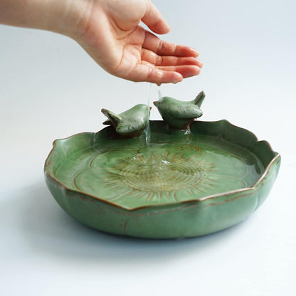 Ceramic Heavy Duty Ground Wild Bird Bath Bowl or Feeder for Outdoor Garden, Bowl Only (Beige)