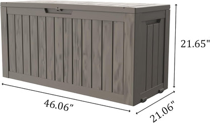 90 Gallon Outdoor Cushion Storage - Waterproof Deck Boxes for Outdoor, Space-Saving Deck Box with Lock for Patio/Pool Accessories, UV-Resistant Resin, Granite Grey