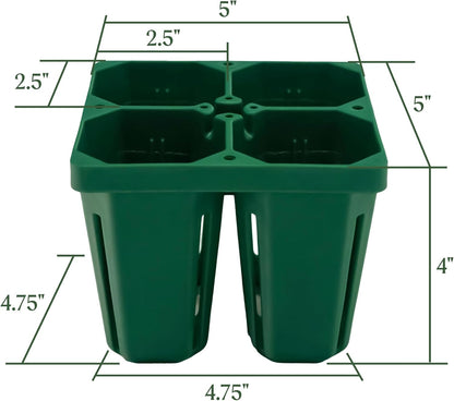 Vego garden Jumbo Seedling Trays Without Lids, 64 Pack Reusable Propagator Growing Starter Tray for Larger Plants, Heavy-Duty Plastic Germination Trays (4-Cell per Tray)