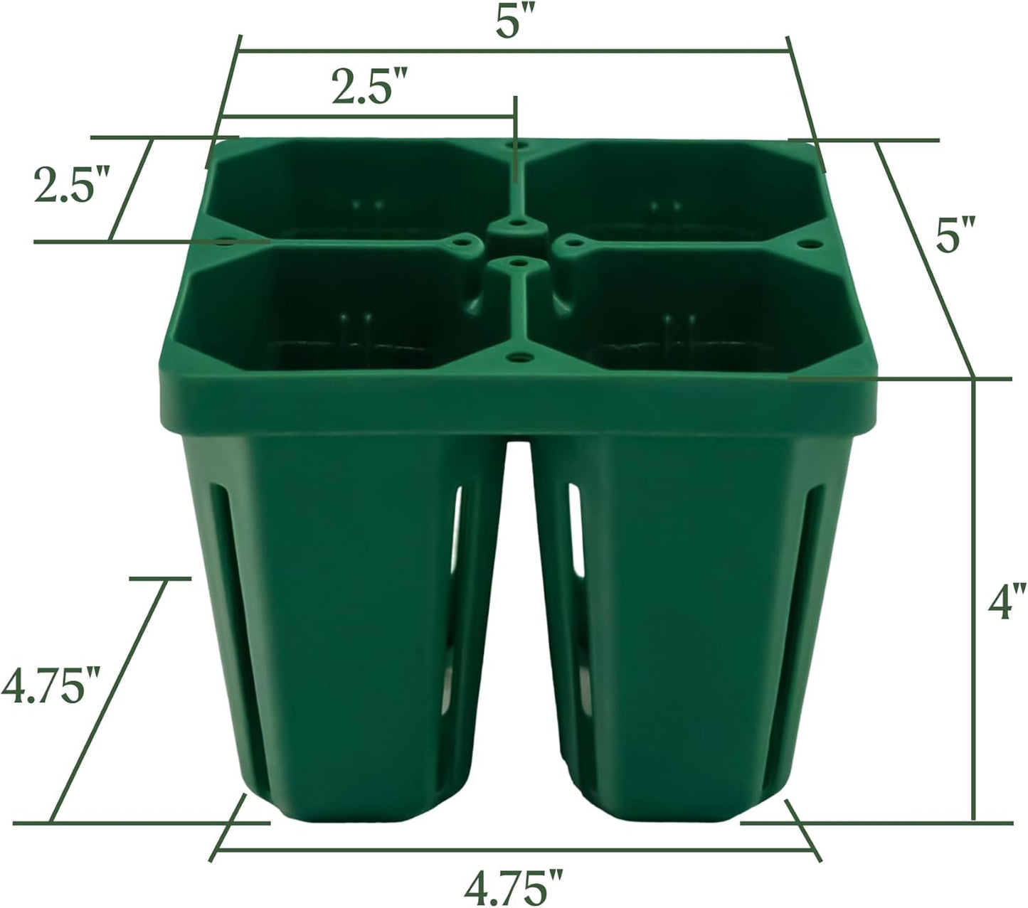 Vego garden Jumbo Seedling Trays Without Lids, 8 Pack Reusable Propagator Growing Starter Tray for Larger Plants, Heavy-Duty Plastic Germination Trays (4-Cell per Tray)