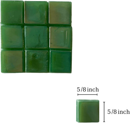 SMEIINIK 500g/1.1lb Iridescent Glass Mosaic Tiles for Crafts, Square Pieces for Mosaic Works, DIY Supplies, (WJ25-14)
