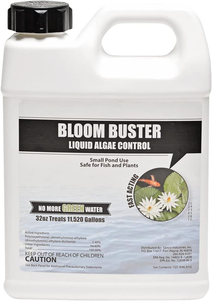 Bloom Buster Algae Control for Fish Ponds & Water Gardens - 32 Ounces - Safe for Koi Fish, Goldfish & Plants - Controls Algae in Ponds & Water Features, EPA Registered