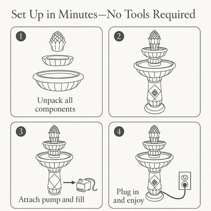Teamson Home 39" Outdoor Water Fountain, 2 Tier Pineapple Pedestal Waterfall Fountain with Pump, Garden Patio Yard Décor, Durable Polyresin, Weatherproof, Iron Gray