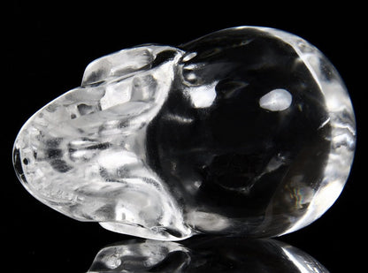 Skullis 2.0" K9 Crystal Skull, Hand Carved Gemstone Fine Art Sculpture, Reiki Healing Stone Statue.