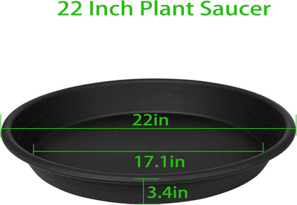 3 Pack of 22 inch Extra Large Plant Saucer, Bird Bath Bowls for Garden, Extra-Deep 3.4" Plant Tray, Plastic Pot Trays for Indoors Outdoors, Water Catcher for Gallon Grow Bags 19-22" (22", Black)