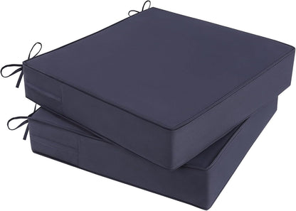 Outdoor Chair Cushions Set of 2 for Patio Furniture 18.5x16x3 Inch Waterproof Patio Chair Cushion 3 Year Color Fastness Rectangle Elastic Foam Garden Couch Pads with Ties and Handle,Grey