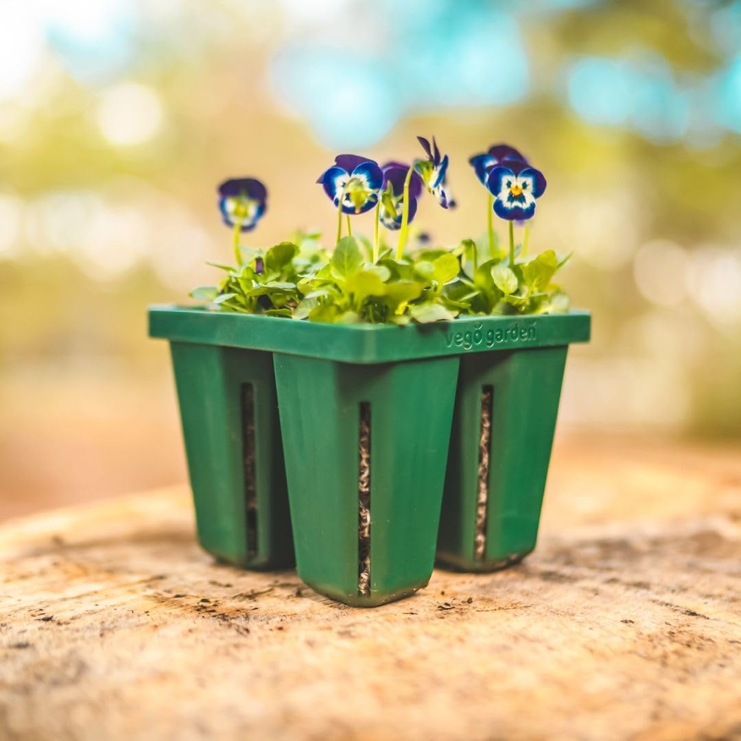 Vego garden Jumbo Seedling Trays Without Lids, 8 Pack Reusable Propagator Growing Starter Tray for Larger Plants, Heavy-Duty Plastic Germination Trays (4-Cell per Tray)