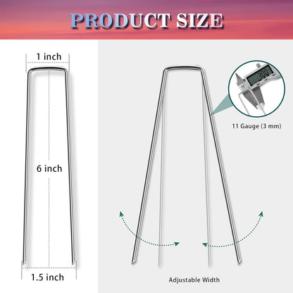Gtongoko 200 Pack Galvanized Landscape Staples Garden Stakes Plant Cover Stakes 6 Inch 11 Gauge SOD Staples Fence Stakes for Landscaping Securing Weed Barrier Fabric, Decoration