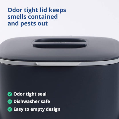 Blue Ginkgo Kitchen Compost Bin [2.6L / 0.69 GAL] – Filter-Free, Odor-Tight Countertop Food Waste Pail with Handles (Made in Korea, Gray)