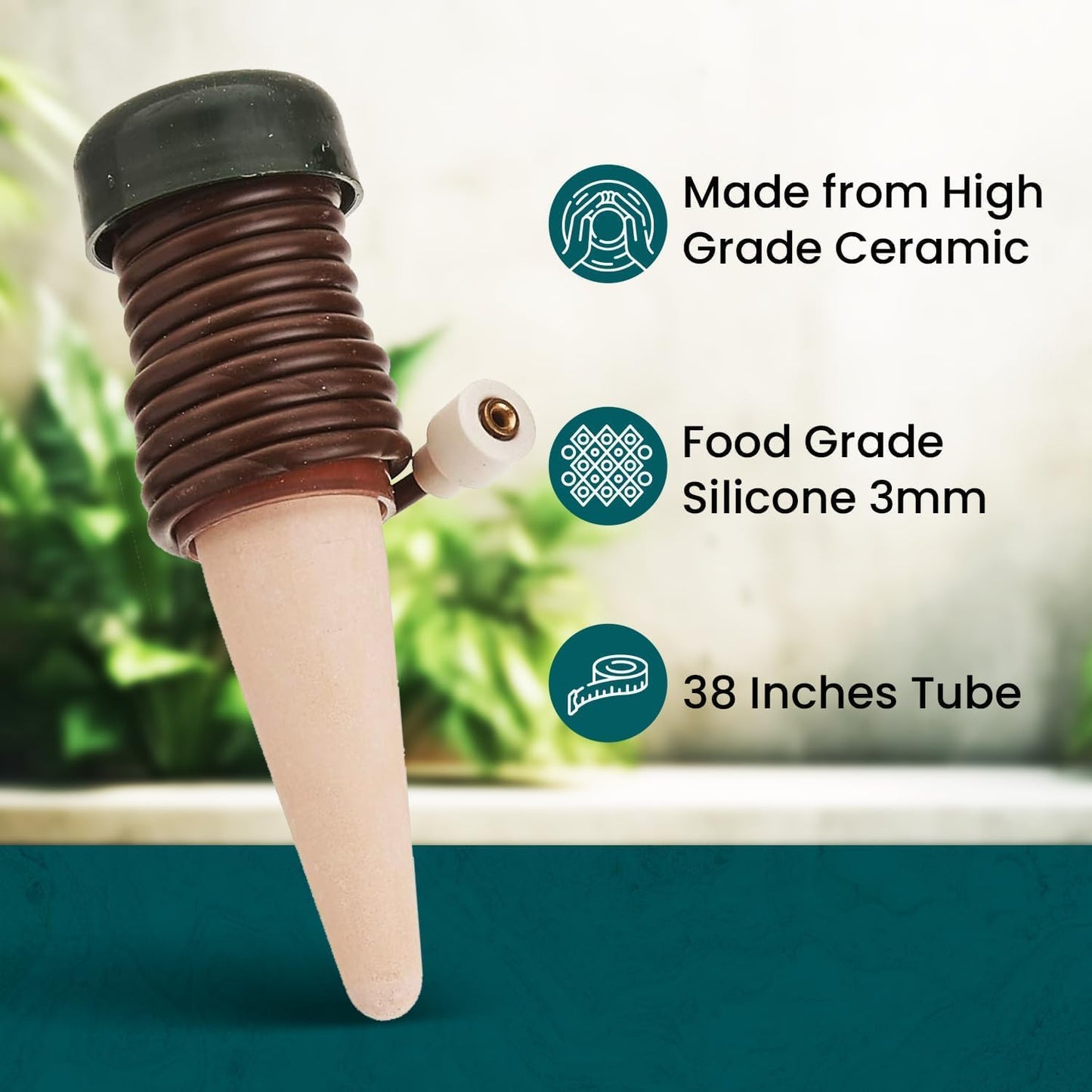 Blumat Classic Plant Watering Stakes with Adapter - Self Watering Planter Insert for Pots - Automatic Plant Waterer & Plant Accessories (10 Pack)