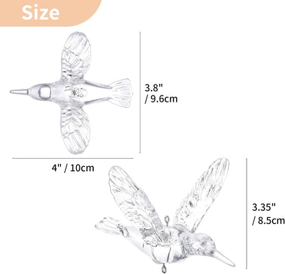 NUPTIO Crystal Ceiling Hanging Ornaments: 100 Pcs Acrylic Flying Birds for Wedding Party Window Garden Bedroom Outdoor Birthday - Christmas Tree Decorations with Transparent Line