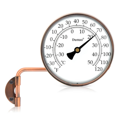 4 Inch Outdoor Thermometer, Outside Temperature Gauge Decorative for Patio, Window, Greenhouse, Garage, Brass Swivel Thermometer (4inch Thermometer)