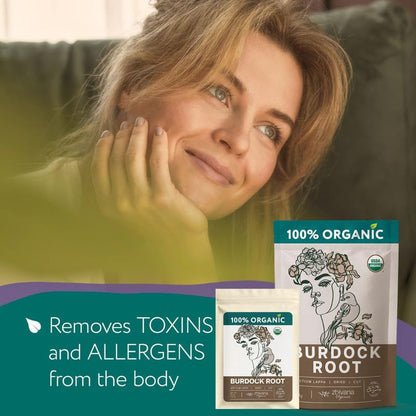 Premium Burdock Root Organic (4oz.) – Great Burdock Tea Loose - Raiz de Bardana Organica – Support Digestion, Liver, Gut Health