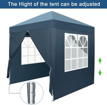 Outvita 6.5x6.5ft Pop Up Canopy Tent, Outdoor Instant Shelter Folding Canopy with 4 Side Walls and Carry Bag for Commercial Events, Party, Backyard BBQ, Camping Blue