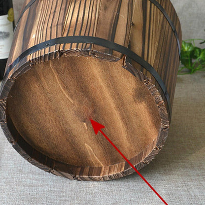 Wooden Whiskey Barrel Planter Garden Flower Pot Decor Plant Container Box Brown (Small)