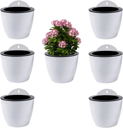 ShoppeWatch Wall Planters for Indoor Plants 7 Pack | Hanging Planters Large 7 Inch with Hooks | Wall Pots for Plants | 7.28 x 6.1 inches - PL35