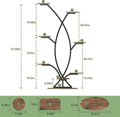 Plant Stand Indoor with Grow Light - 8 Tiered Corner Shelf for Indoor Plants, 57" Tall Plant Shelf with Lights for Indoor Growing , Sturdy Metal Plant Rack for Living Room,Balcony,Patio