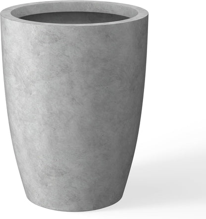 Kante 18.1" H Tall Round Concrete Planter for Outdoor Indoor, Modern Decorative Plant Pots with Drainage Hole & Rubber Plug for Home & Garden Natural Concrete