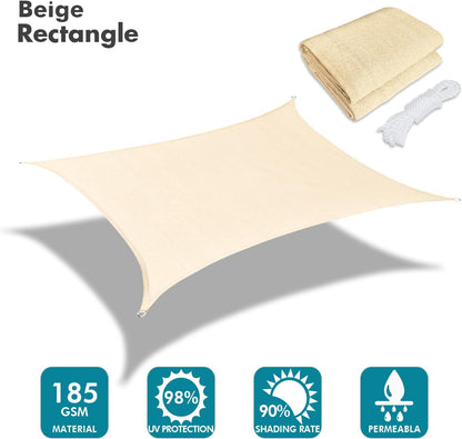 KANAGAWA 6'X18' Cream Custom Size Sun Shade Sail Rectangle UV Block Canopy Cover for Patio Backyard Lawn Garden Outdoor (Customized Available)
