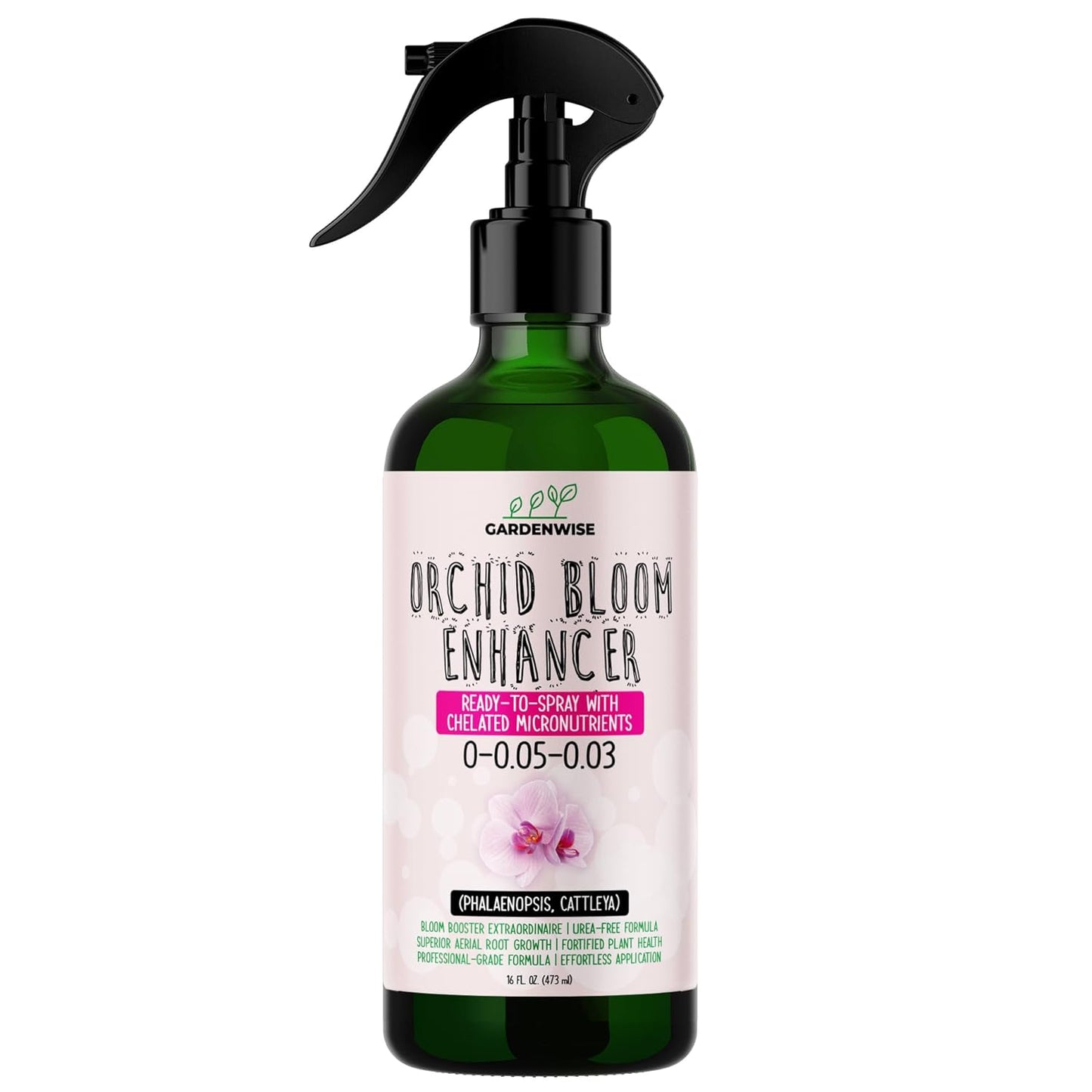 Orchid Food Bloom Booster Fertilizer - Bloom Orchids Fertilizer – Phosphorus and Potassium Formula 0-0.05-0.03 - Ready-to-Use Spray with Chelated Micronutrients (16 OZ)