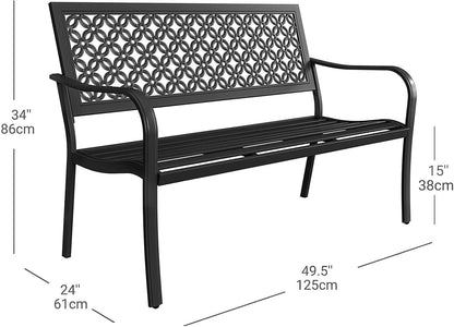 Grand patio 50" Outdoor Bench Garden Bench with Armrests Bench for Outdoors Lawn Yard Porch Black