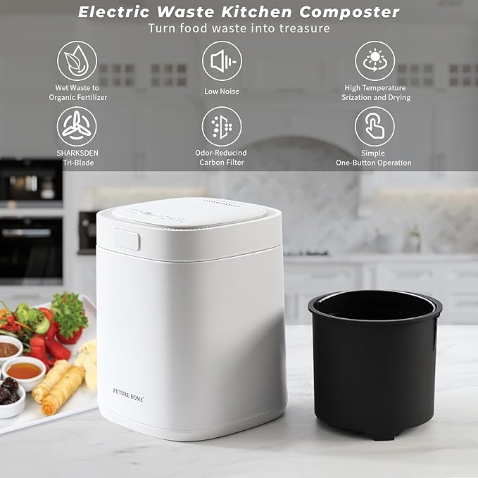 Electric Compost Bin Kitchen Sustainable with 9 Modes Turn Food Waste Indoor Countertop and Scraps into Dry Compost
