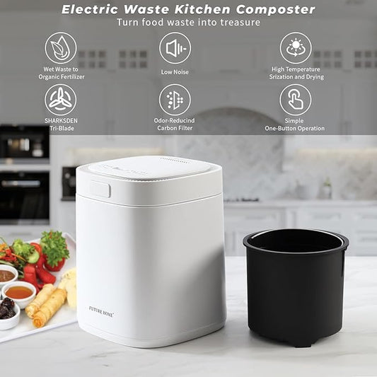 Electric Compost Bin Kitchen Sustainable with 9 Modes Turn Food Waste Indoor Countertop and Scraps into Dry Compost