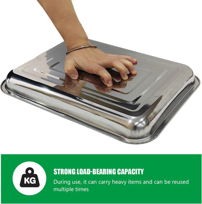 Stainless Steel Plant Trays, 5 Pack Multi-Purpose Tray for Indoor Outdoor Plants, Seed Starting Tray for Potted Plants(11.6 inch×15.2 inch, 1.45" Height, 5-Pack)